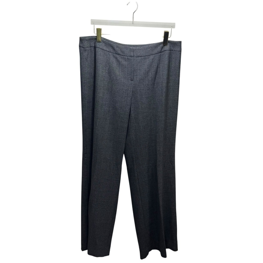Herringbone Career Preppy Grey Glen Plaid Wide Leg Dress Pants Womens 16T Tall